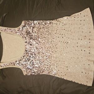 EXPRESS Vintage silver & gray sequin fitted tank top, Size S